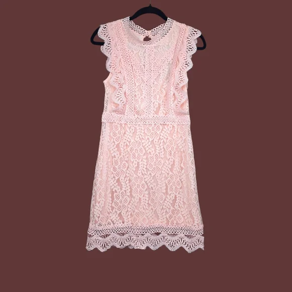 Lulus Womens My Sweetheart Peachy Pink Lace Mini Dress Size S NWT - Picture 4 of 6